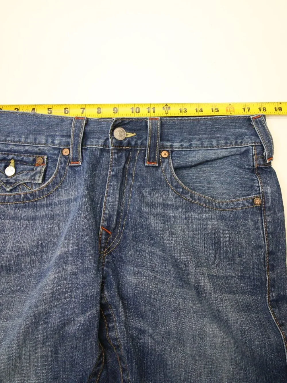 True Religion Ricky Flap Pocket Mens Blue Jeans 33 Made in USA